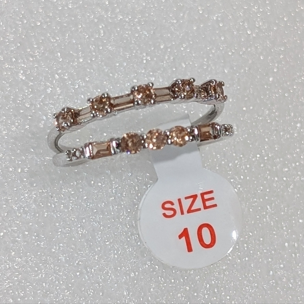 NWT Bomb Party "Here's To Love" RBP8619 LC Smoky Topaz Rhodium Plated Sz 10 Ring